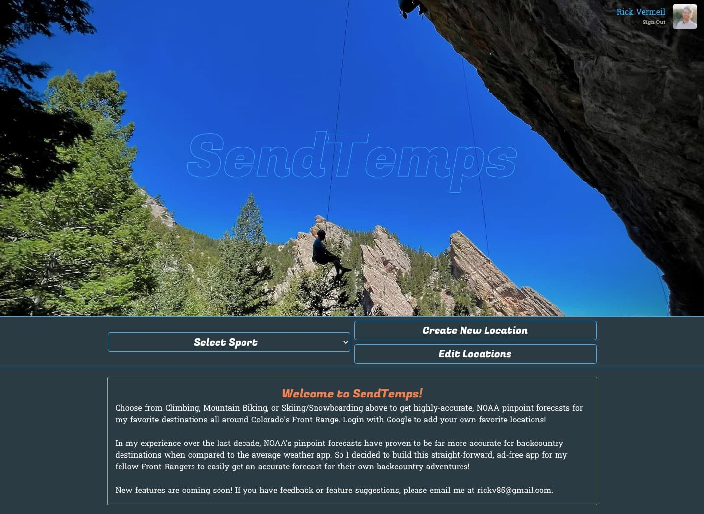 SendTemps app